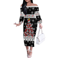 Skull Santa Family Matching Off Shoulder Long Sleeve Dress and Hawaiian Shirt Tree Skull Santa Ugly Christmas - Wonder Print Shop