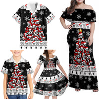 Skull Santa Family Matching Off Shoulder Maxi Dress and Hawaiian Shirt Tree Skull Santa Ugly Christmas - Wonder Print Shop