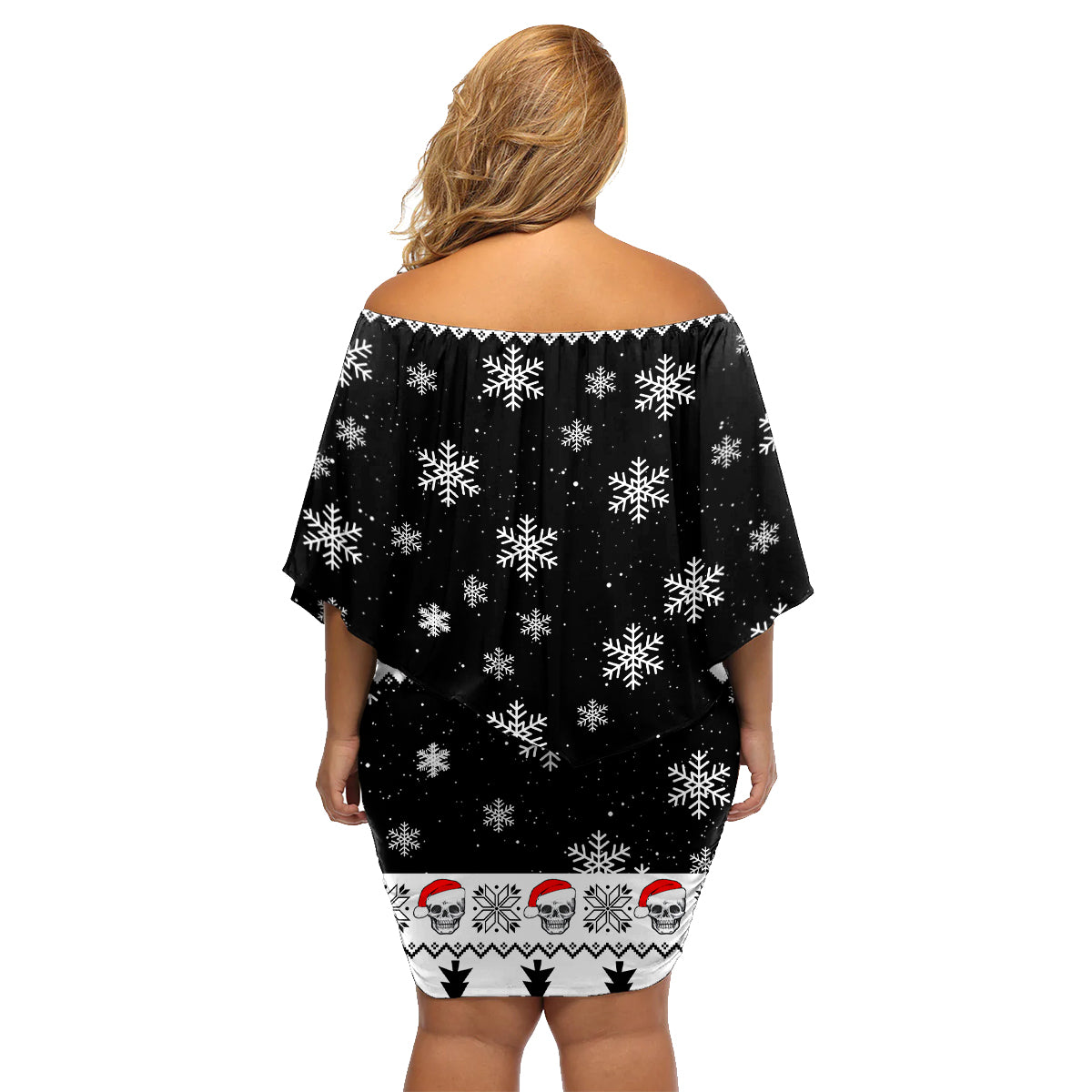Skull Santa Family Matching Off Shoulder Short Dress and Hawaiian Shirt Tree Skull Santa Ugly Christmas - Wonder Print Shop