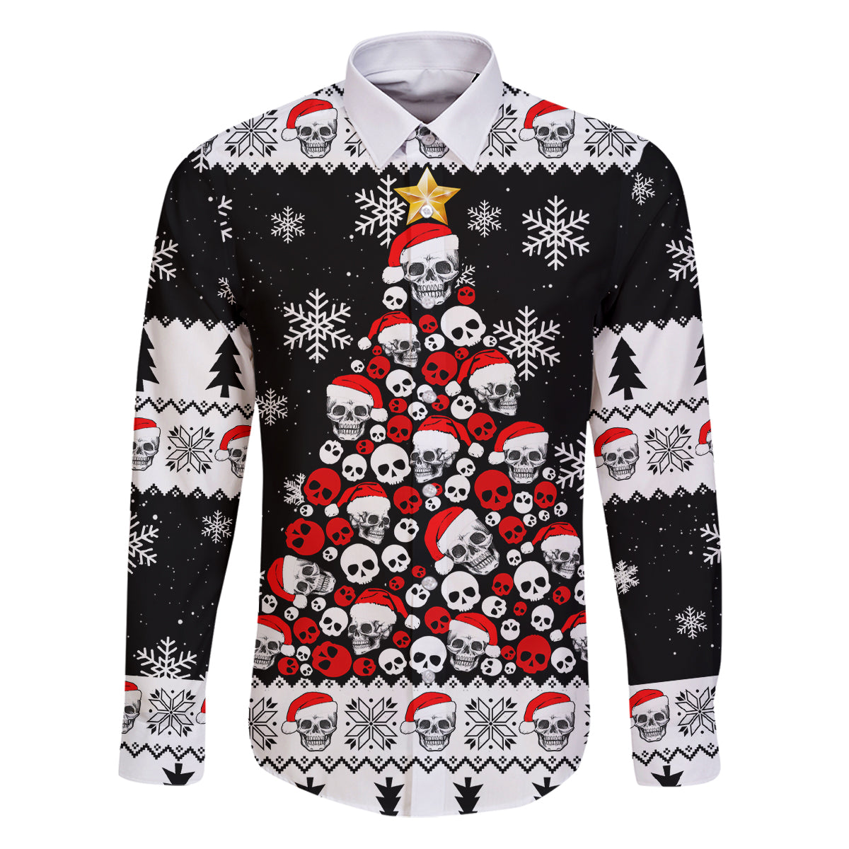 Skull Santa Family Matching Puletasi Dress and Hawaiian Shirt Tree Skull Santa Ugly Christmas - Wonder Print Shop