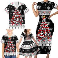 Skull Santa Family Matching Short Sleeve Bodycon Dress and Hawaiian Shirt Tree Skull Santa Ugly Christmas - Wonder Print Shop