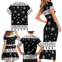 Skull Santa Family Matching Short Sleeve Bodycon Dress and Hawaiian Shirt Tree Skull Santa Ugly Christmas - Wonder Print Shop