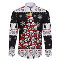 Skull Santa Family Matching Short Sleeve Bodycon Dress and Hawaiian Shirt Tree Skull Santa Ugly Christmas - Wonder Print Shop