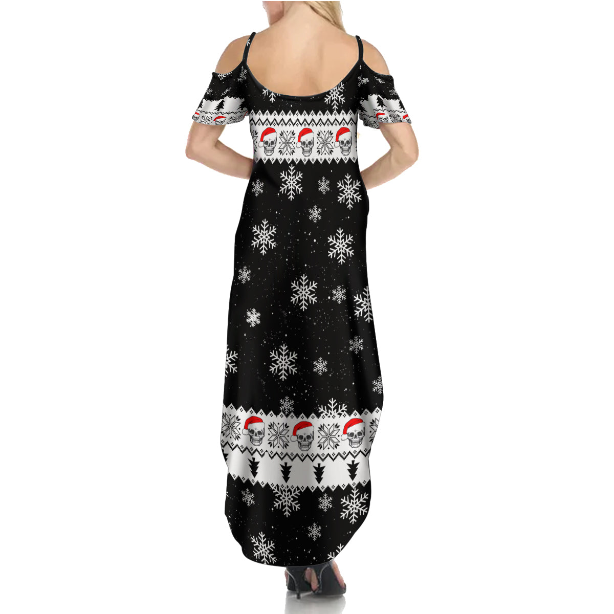 Skull Santa Family Matching Summer Maxi Dress and Hawaiian Shirt Tree Skull Santa Ugly Christmas - Wonder Print Shop