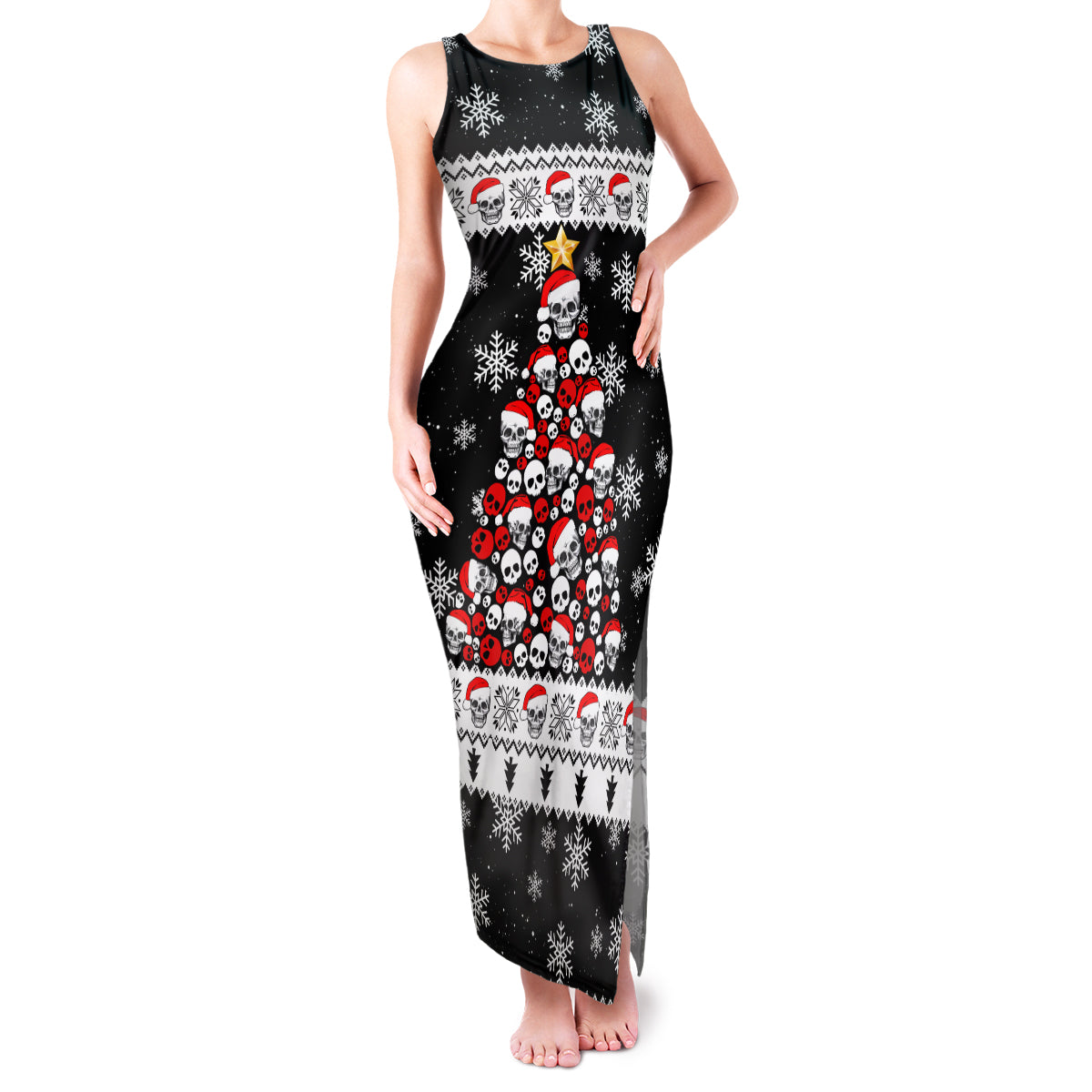 Skull Santa Family Matching Tank Maxi Dress and Hawaiian Shirt Tree Skull Santa Ugly Christmas - Wonder Print Shop