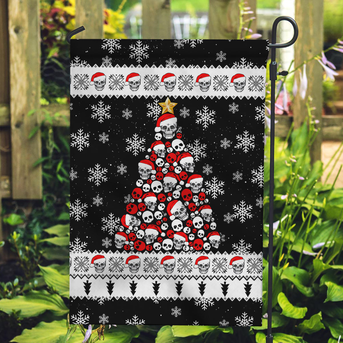 Skull Santa Garden Flag Tree Skull Santa Ugly Christmas - Wonder Print Shop