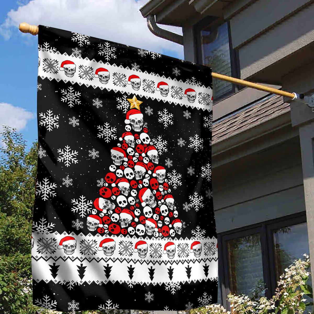 Skull Santa Garden Flag Tree Skull Santa Ugly Christmas - Wonder Print Shop