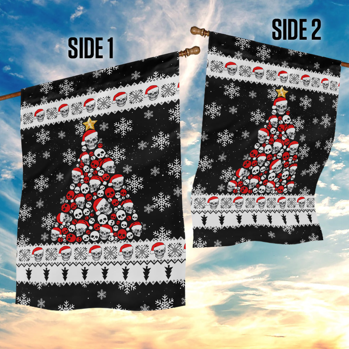 Skull Santa Garden Flag Tree Skull Santa Ugly Christmas - Wonder Print Shop