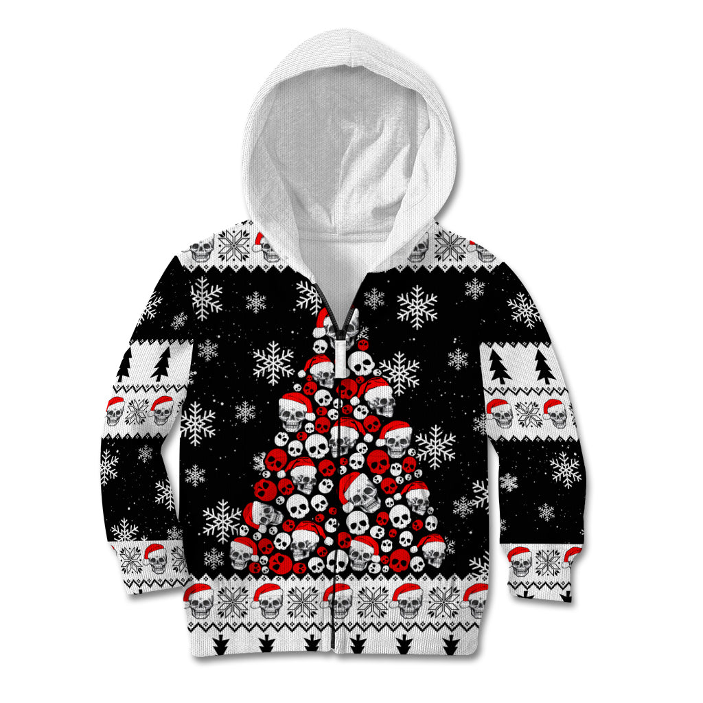 Skull Santa Kid Hoodie Tree Skull Santa Ugly Christmas - Wonder Print Shop