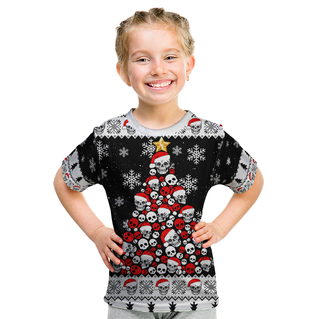 Skull Santa Kid T Shirt Tree Skull Santa Ugly Christmas - Wonder Print Shop