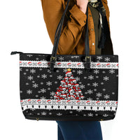 Skull Santa Leather Tote Bag Tree Skull Santa Ugly Christmas - Wonder Print Shop