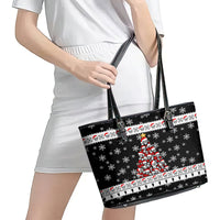 Skull Santa Leather Tote Bag Tree Skull Santa Ugly Christmas - Wonder Print Shop