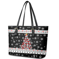 Skull Santa Leather Tote Bag Tree Skull Santa Ugly Christmas - Wonder Print Shop