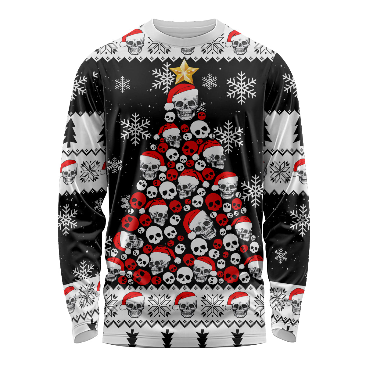 Skull Santa Long Sleeve Shirt Tree Skull Santa Ugly Christmas - Wonder Print Shop