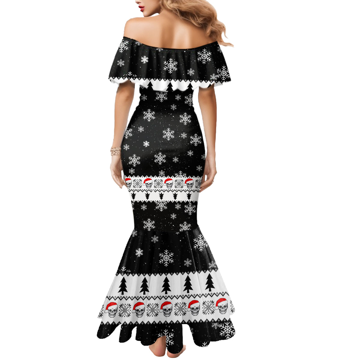 Skull Santa Mermaid Dress Tree Skull Santa Ugly Christmas - Wonder Print Shop