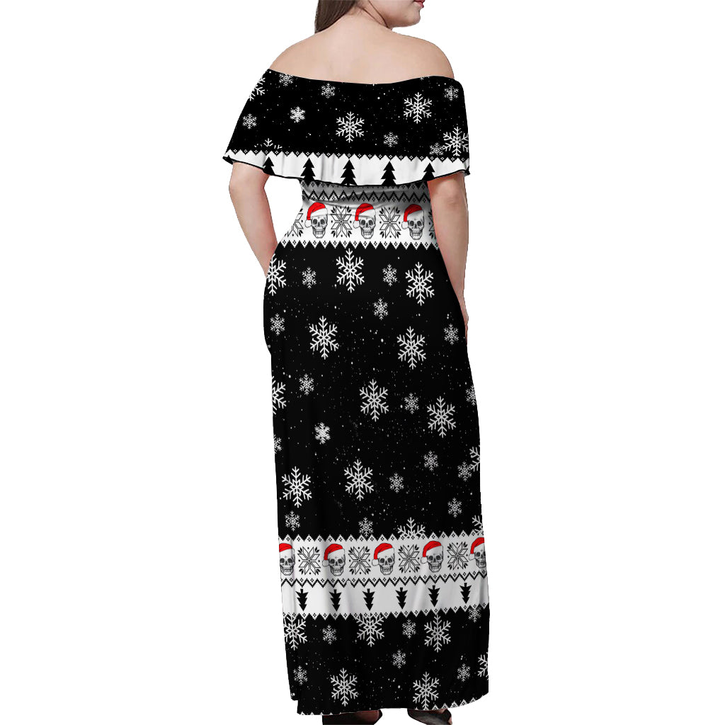 Skull Santa Off Shoulder Maxi Dress Tree Skull Santa Ugly Christmas - Wonder Print Shop