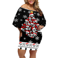 Skull Santa Off Shoulder Short Dress Tree Skull Santa Ugly Christmas - Wonder Print Shop