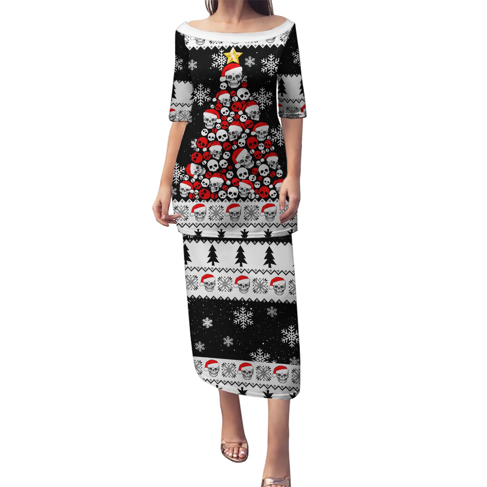 Skull Santa Puletasi Tree Skull Santa Ugly Christmas - Wonder Print Shop