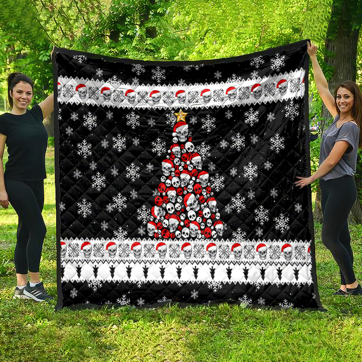 Skull Santa Quilt Tree Skull Santa Ugly Christmas - Wonder Print Shop
