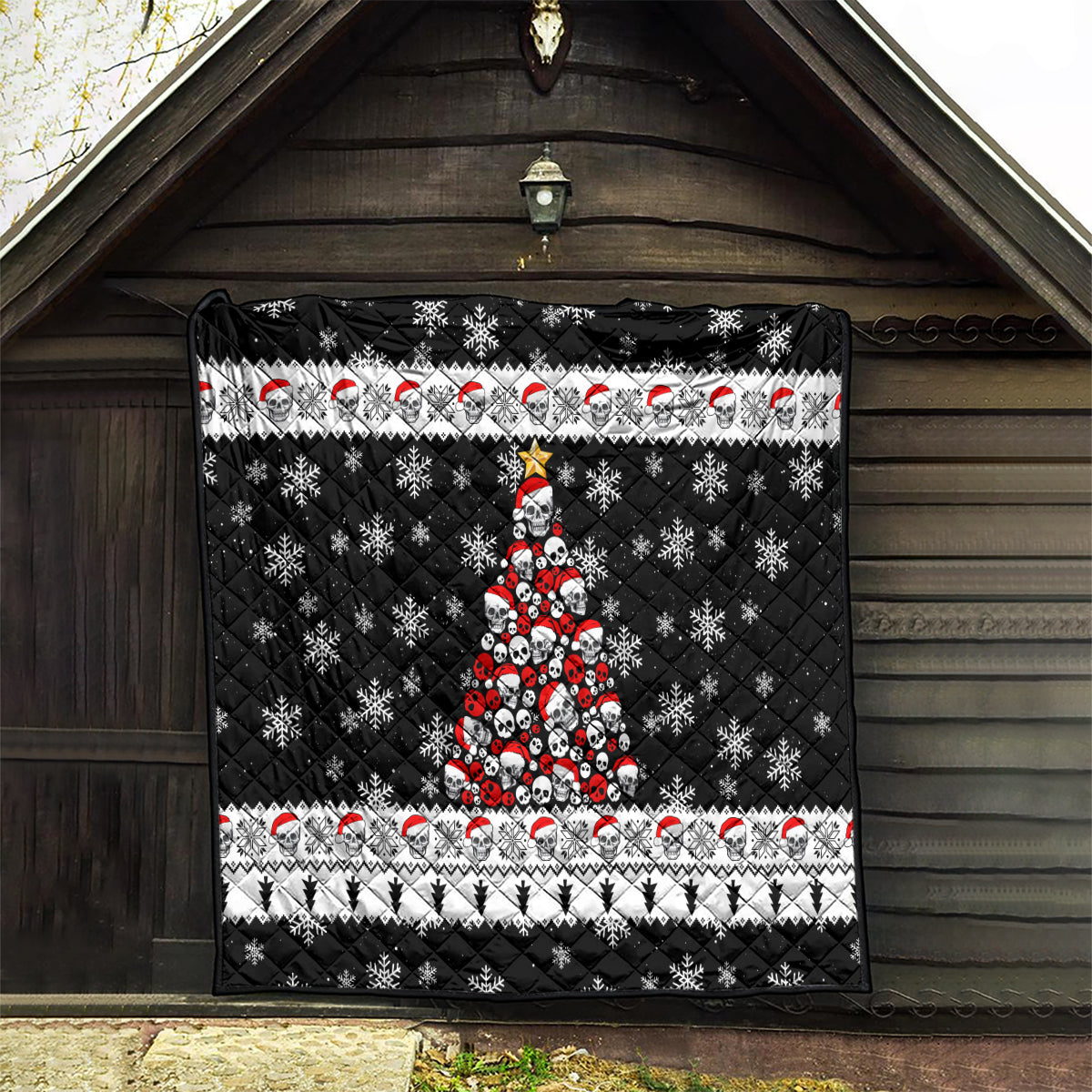 Skull Santa Quilt Tree Skull Santa Ugly Christmas - Wonder Print Shop