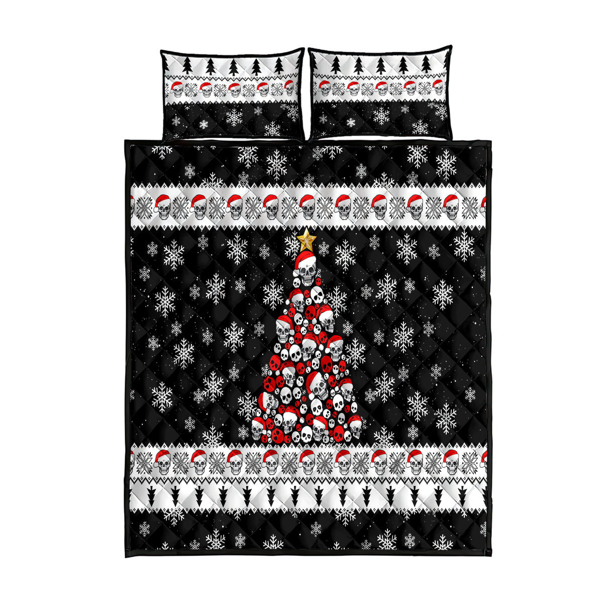 Skull Santa Quilt Bed Set Tree Skull Santa Ugly Christmas - Wonder Print Shop