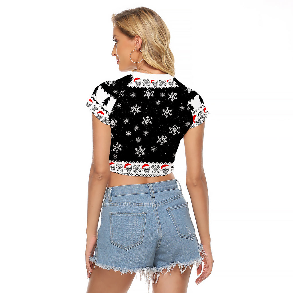 Skull Santa Raglan Cropped T Shirt Tree Skull Santa Ugly Christmas - Wonder Print Shop
