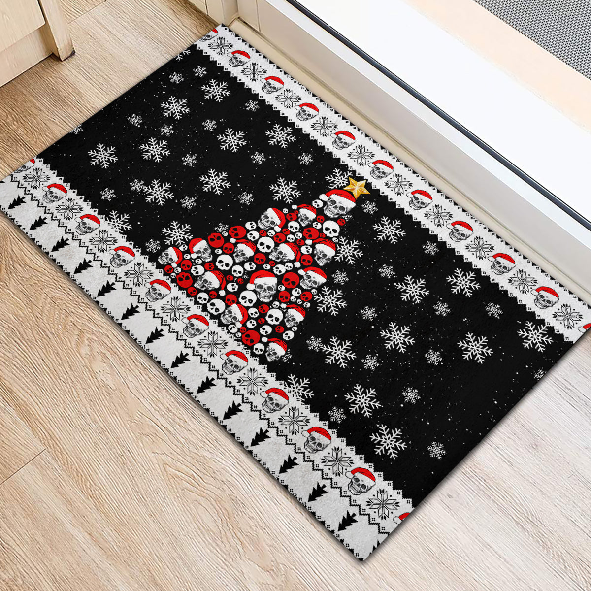 Skull Santa Rubber Doormat Tree Skull Santa Ugly Christmas - Wonder Print Shop