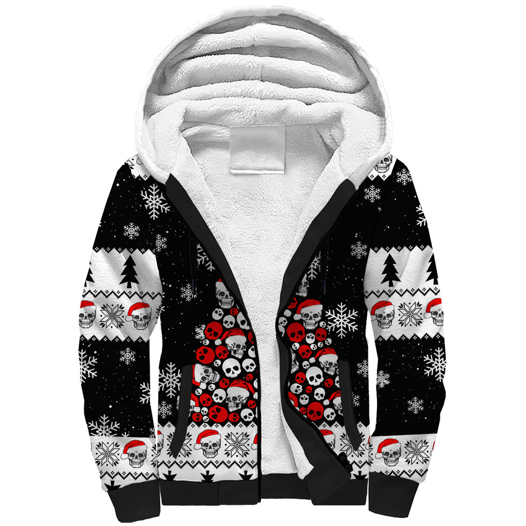 Skull Santa Sherpa Hoodie Tree Skull Santa Ugly Christmas - Wonder Print Shop