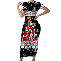 Skull Santa Short Sleeve Bodycon Dress Tree Skull Santa Ugly Christmas - Wonder Print Shop