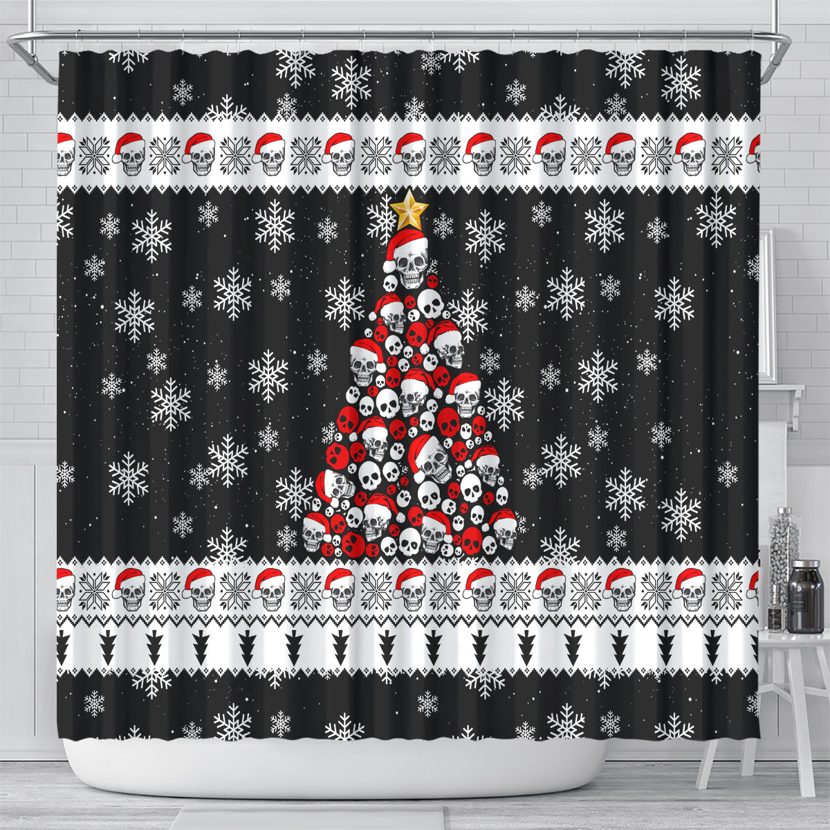 skull-santa-shower-curtain-tree-skull-santa-ugly-christmas