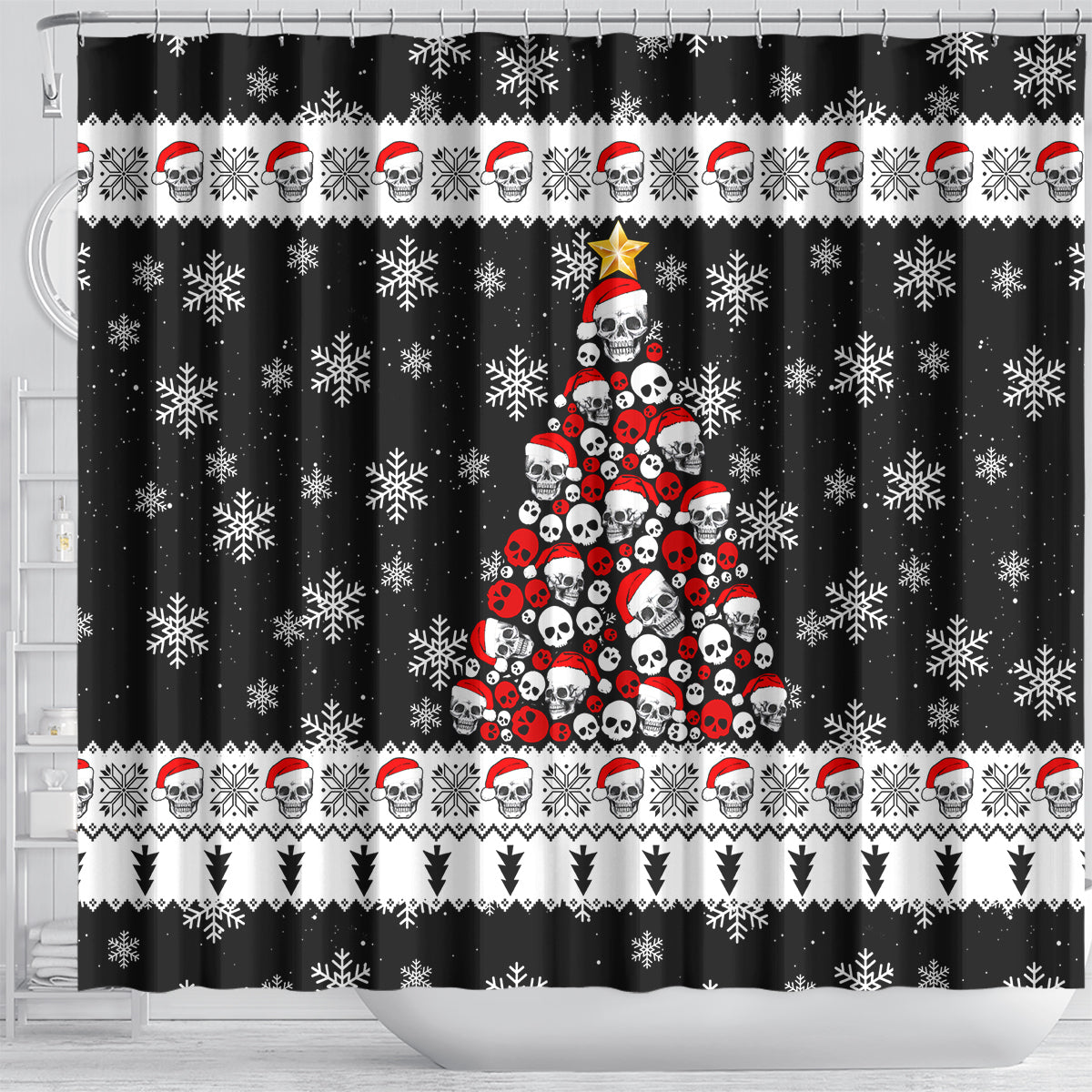 skull-santa-shower-curtain-tree-skull-santa-ugly-christmas