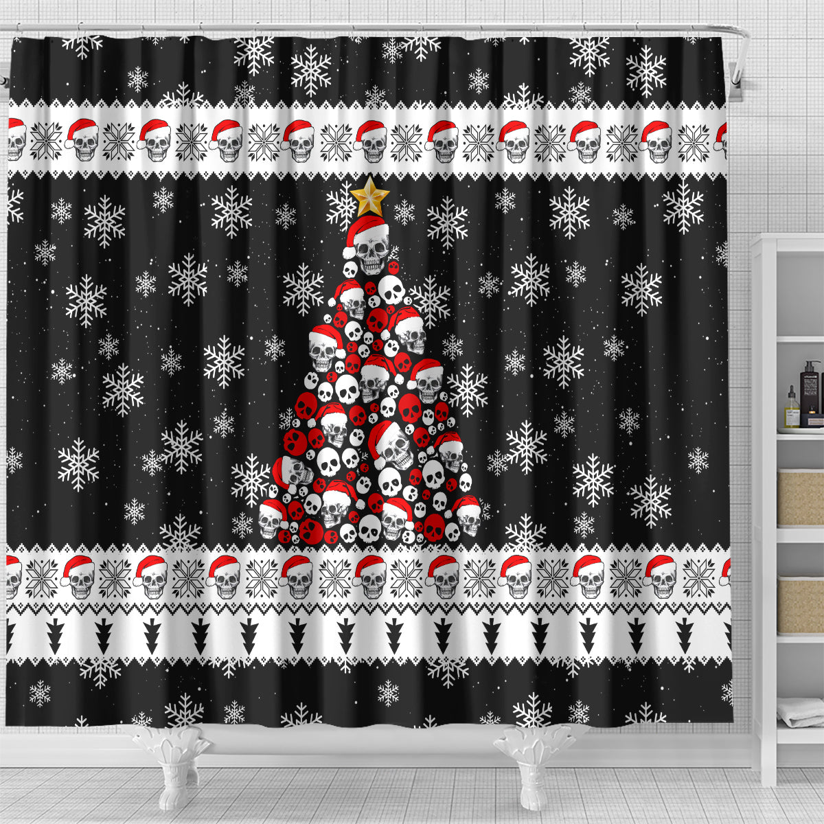 skull-santa-shower-curtain-tree-skull-santa-ugly-christmas