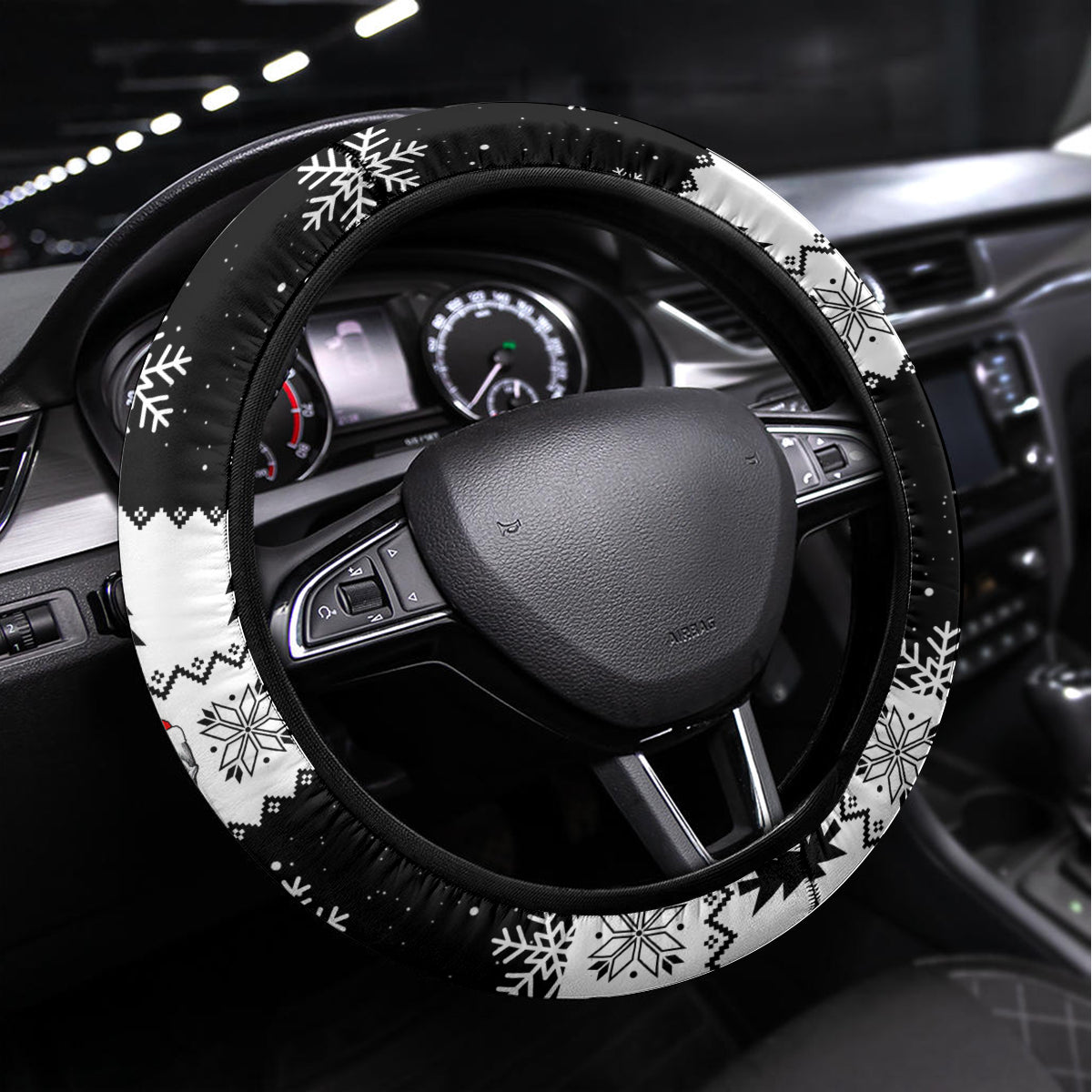 Skull Santa Steering Wheel Cover Tree Skull Santa Ugly Christmas - Wonder Print Shop