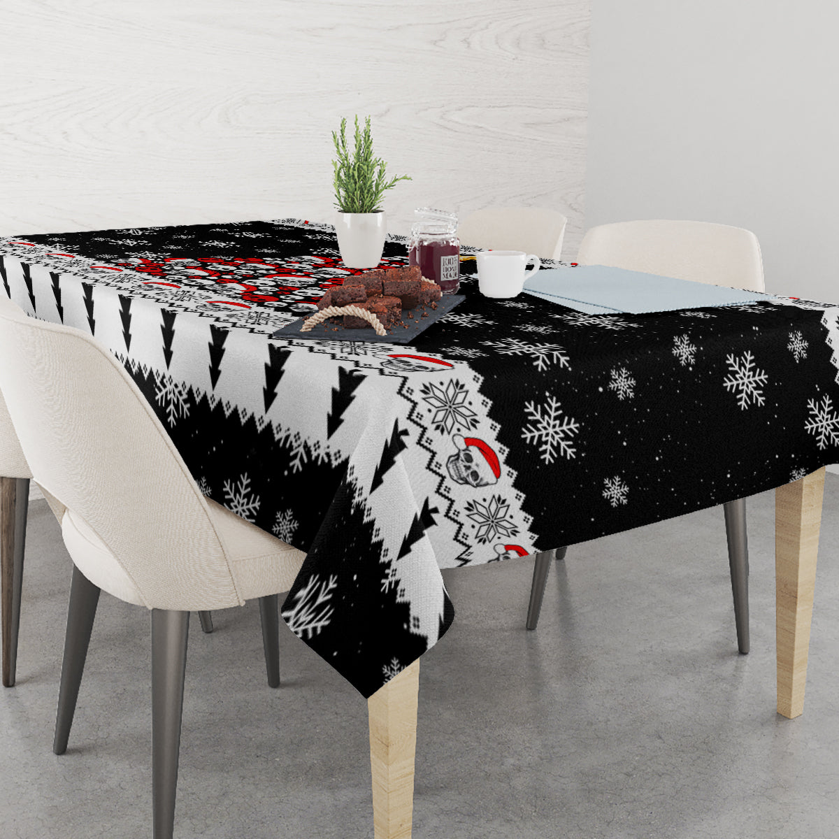 Skull Santa Tablecloth Tree Skull Santa Ugly Christmas - Wonder Print Shop