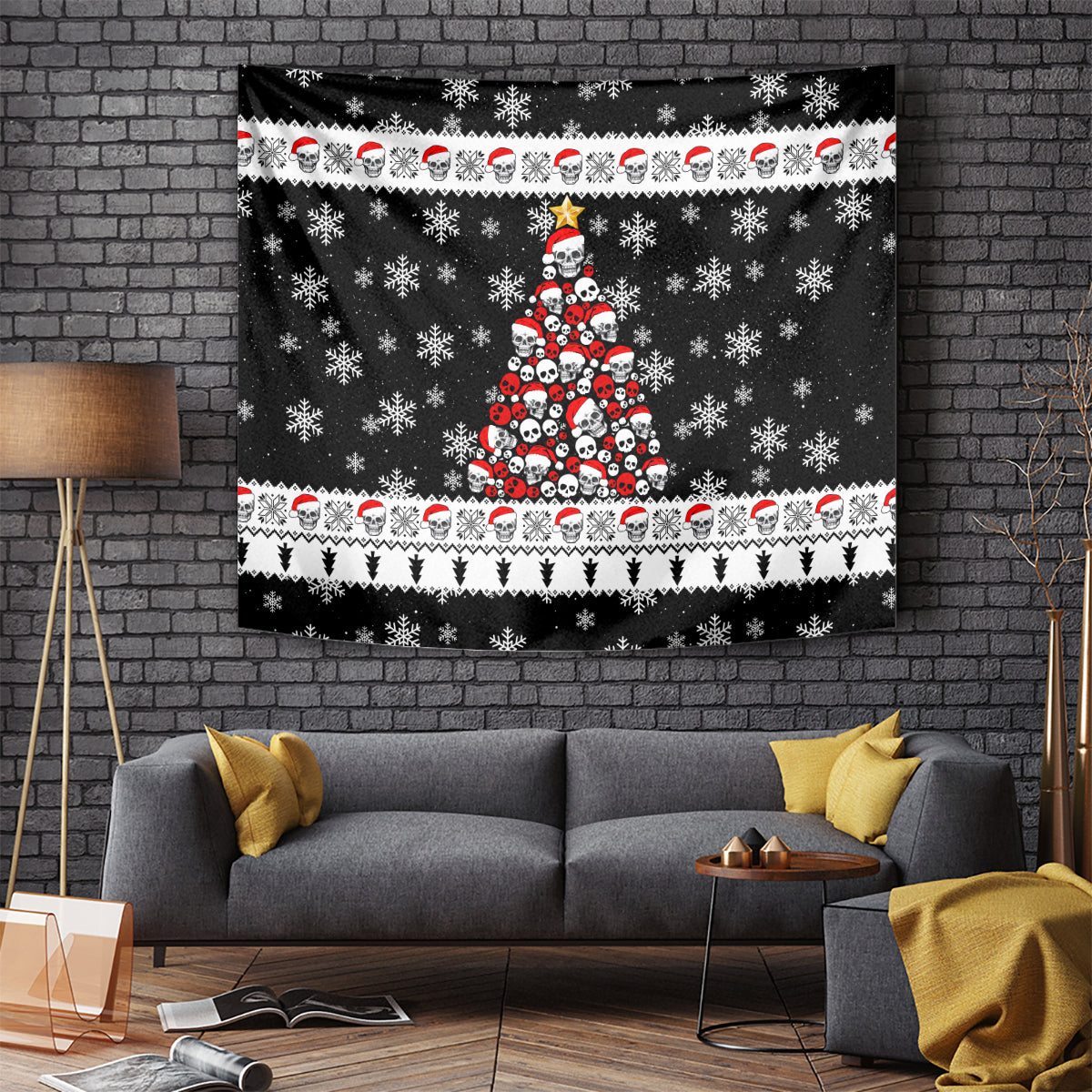 Skull Santa Tapestry Tree Skull Santa Ugly Christmas - Wonder Print Shop