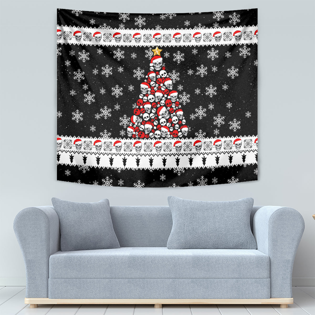 Skull Santa Tapestry Tree Skull Santa Ugly Christmas - Wonder Print Shop