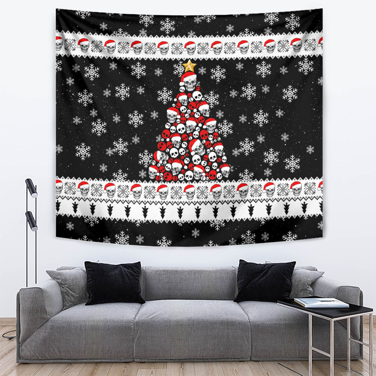 Skull Santa Tapestry Tree Skull Santa Ugly Christmas - Wonder Print Shop
