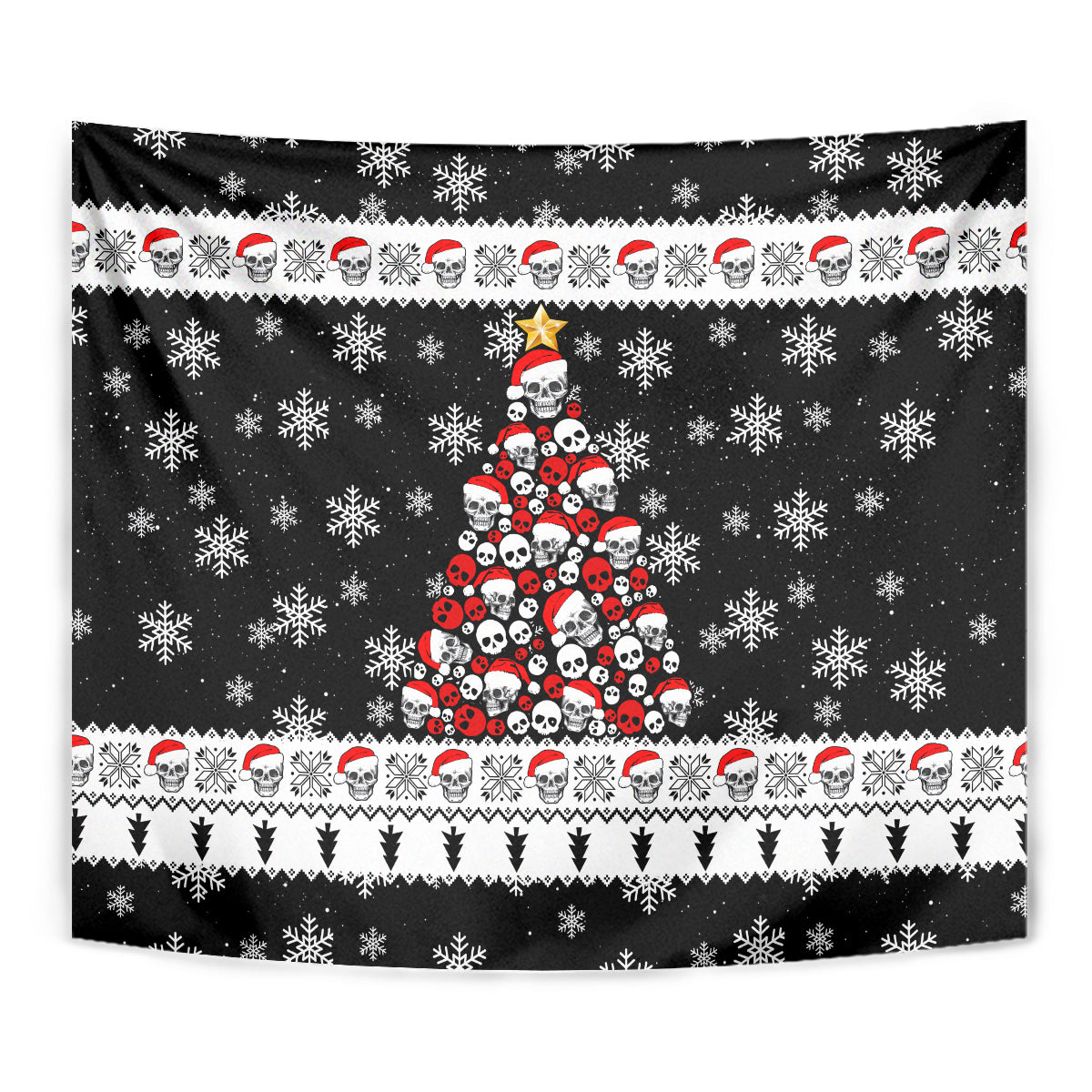 Skull Santa Tapestry Tree Skull Santa Ugly Christmas - Wonder Print Shop