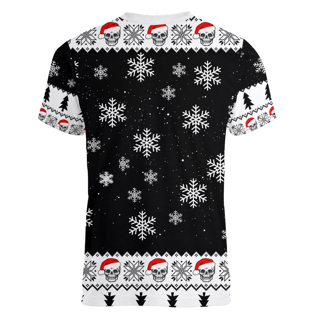 Skull Santa Women V Neck T Shirt Tree Skull Santa Ugly Christmas - Wonder Print Shop
