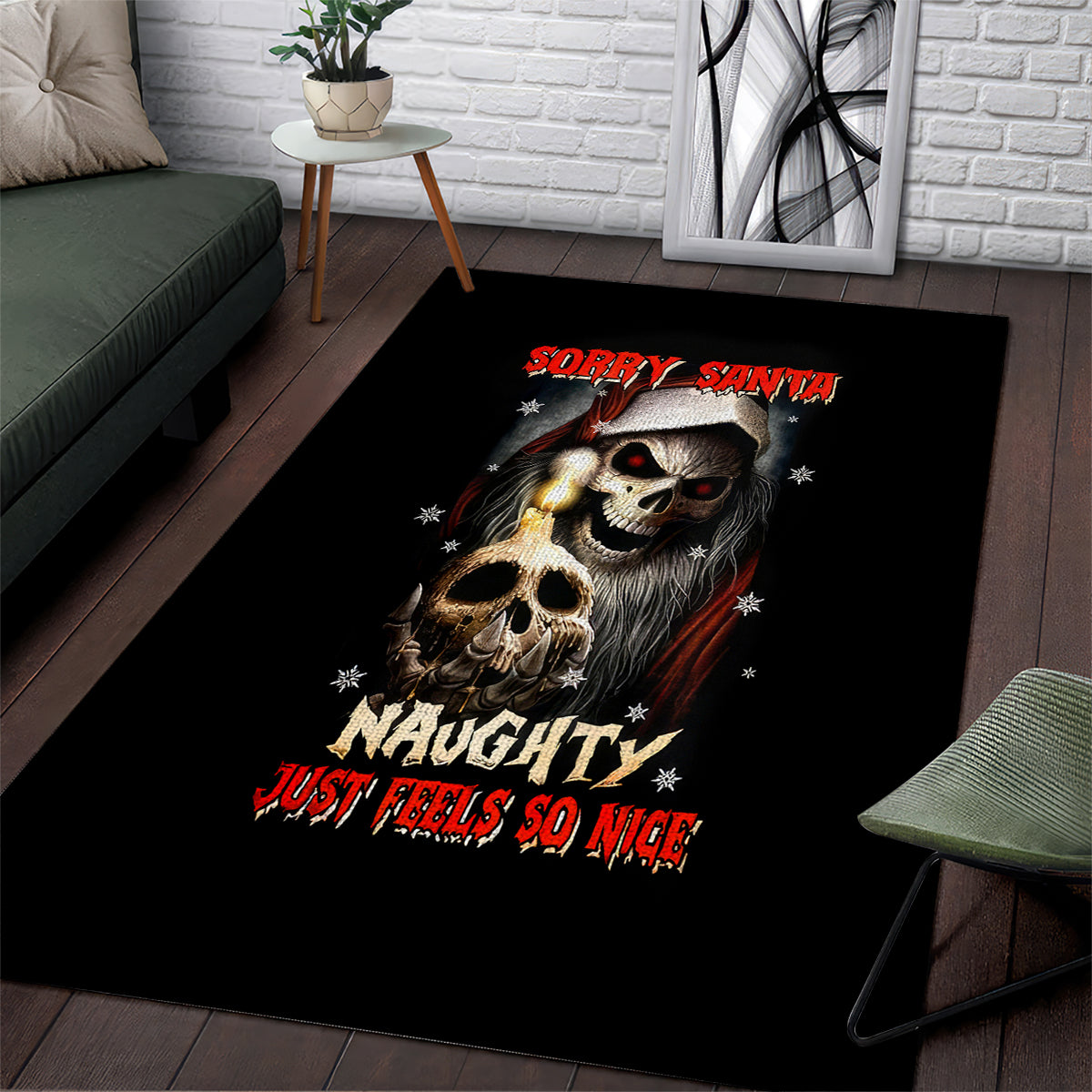 Skeleton Santa Claus Area Rug Sorry Santa Naughty Just Feels So Nice - Wonder Print Shop