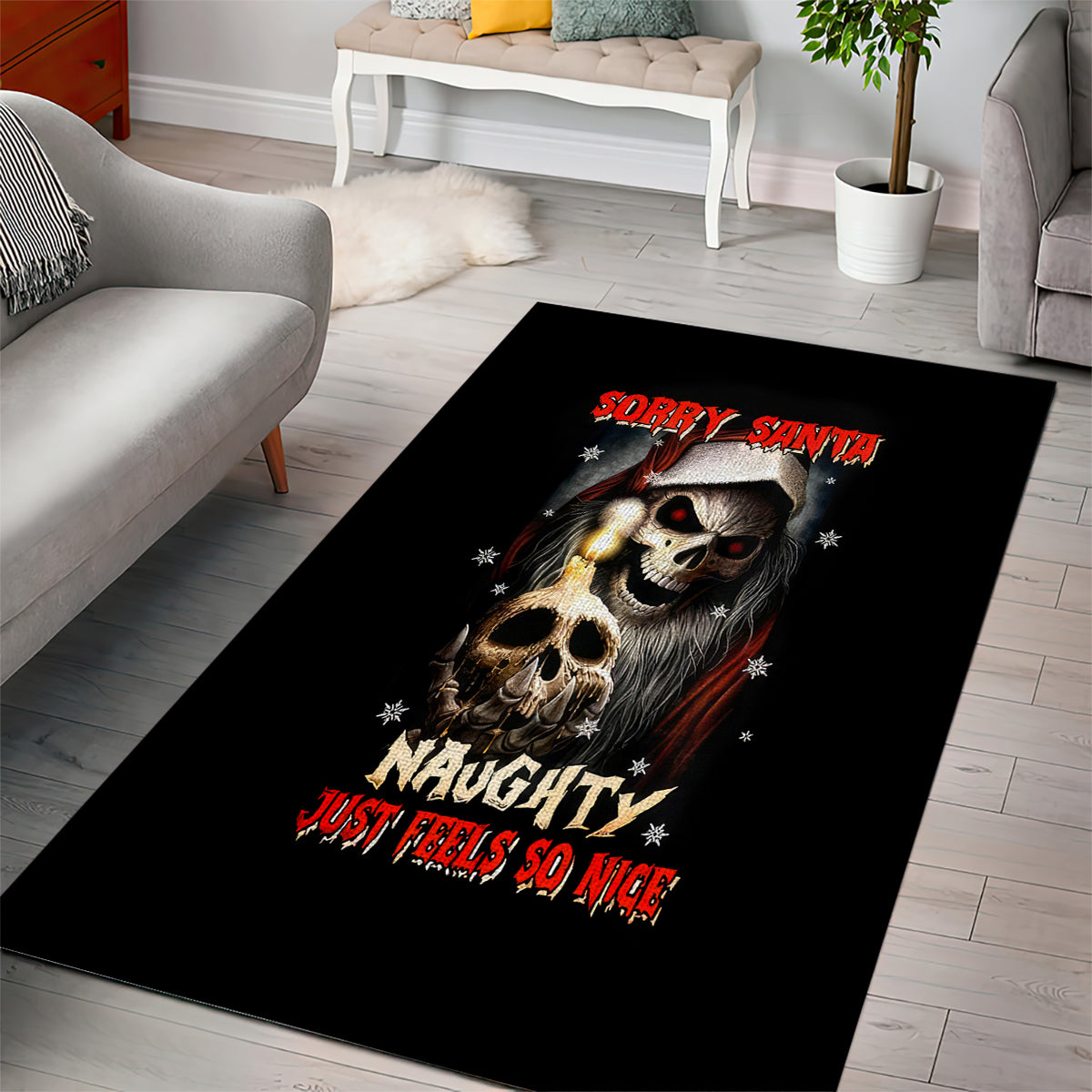 Skeleton Santa Claus Area Rug Sorry Santa Naughty Just Feels So Nice - Wonder Print Shop