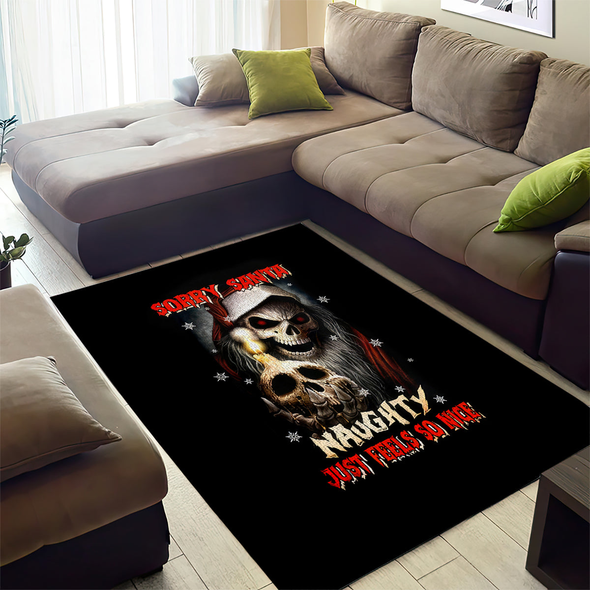 Skeleton Santa Claus Area Rug Sorry Santa Naughty Just Feels So Nice - Wonder Print Shop