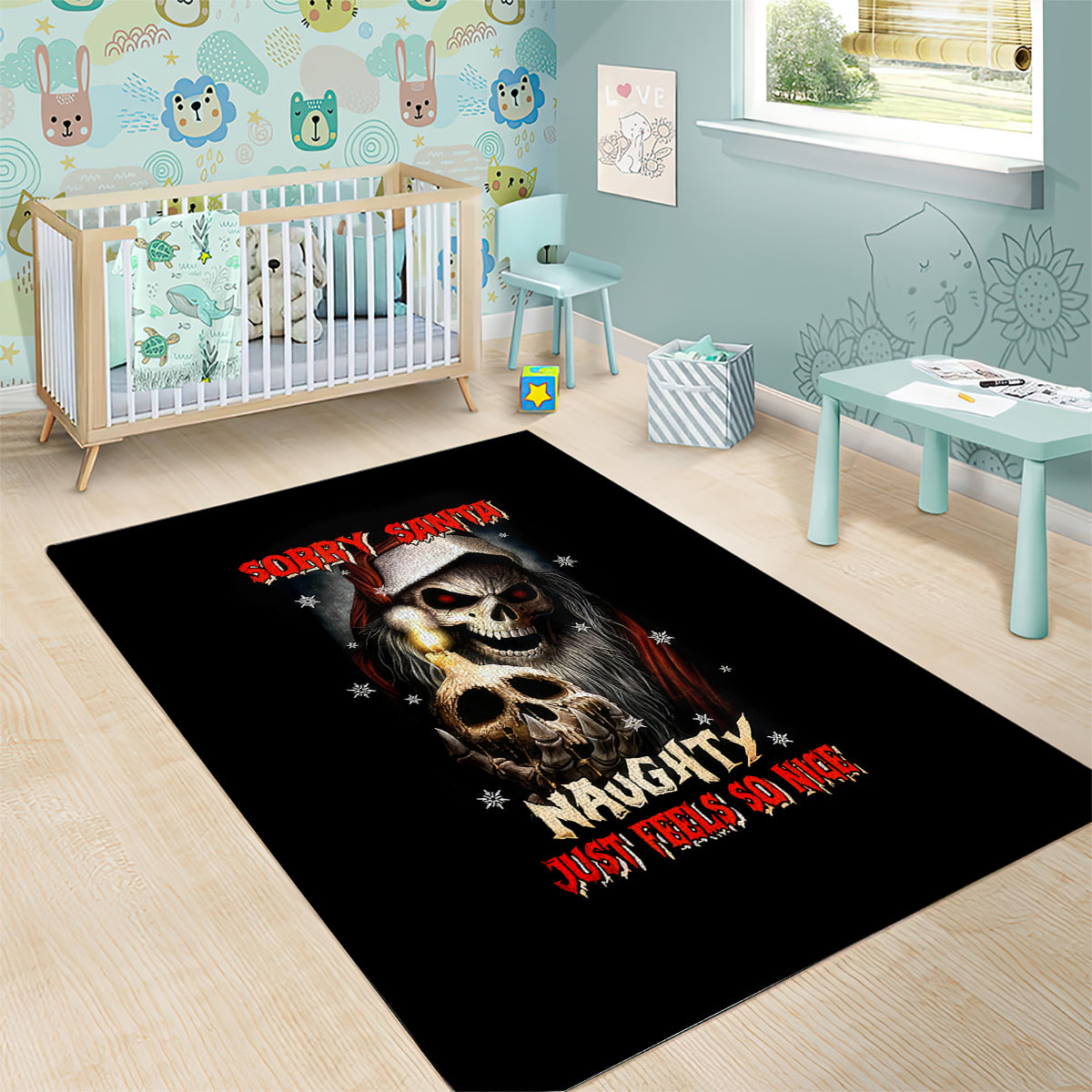 Skeleton Santa Claus Area Rug Sorry Santa Naughty Just Feels So Nice - Wonder Print Shop