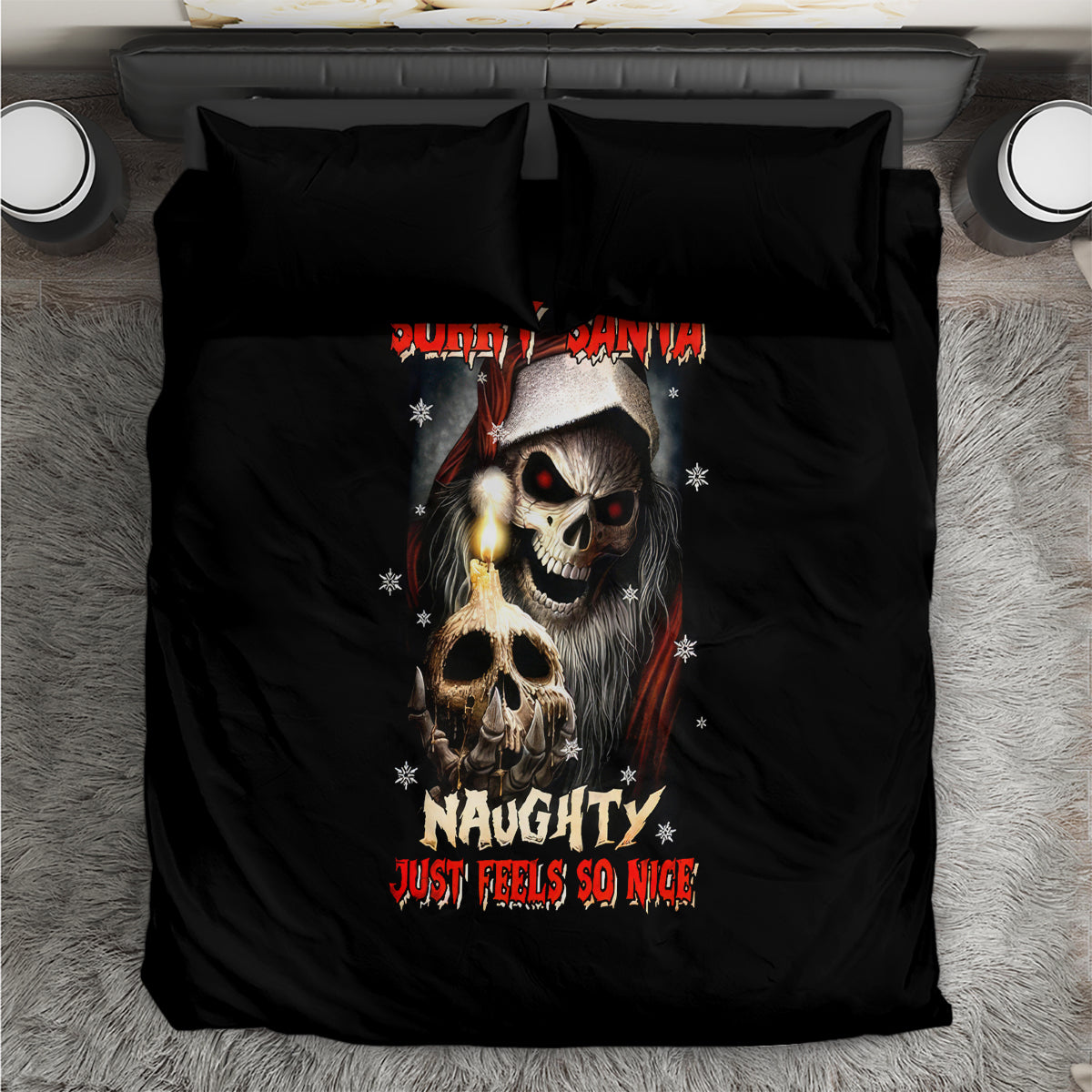 Skeleton Santa Claus Bedding Set Sorry Santa Naughty Just Feels So Nice - Wonder Print Shop