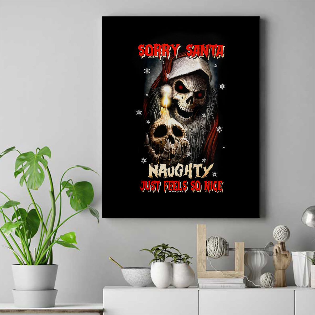 Skeleton Santa Claus Canvas Wall Art Sorry Santa Naughty Just Feels So Nice - Wonder Print Shop
