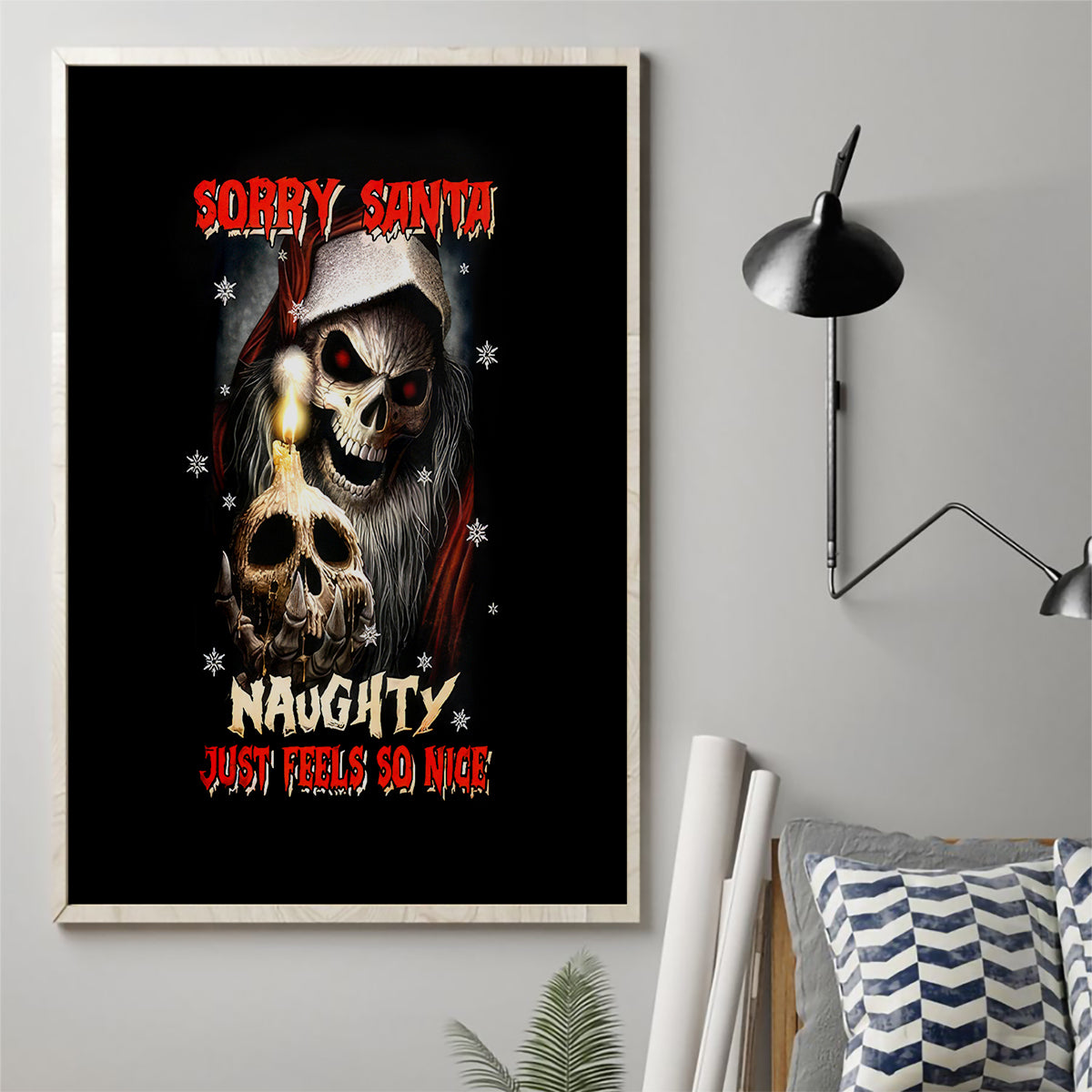 Skeleton Santa Claus Canvas Wall Art Sorry Santa Naughty Just Feels So Nice - Wonder Print Shop