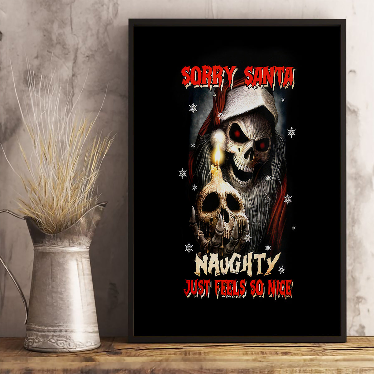 Skeleton Santa Claus Canvas Wall Art Sorry Santa Naughty Just Feels So Nice - Wonder Print Shop