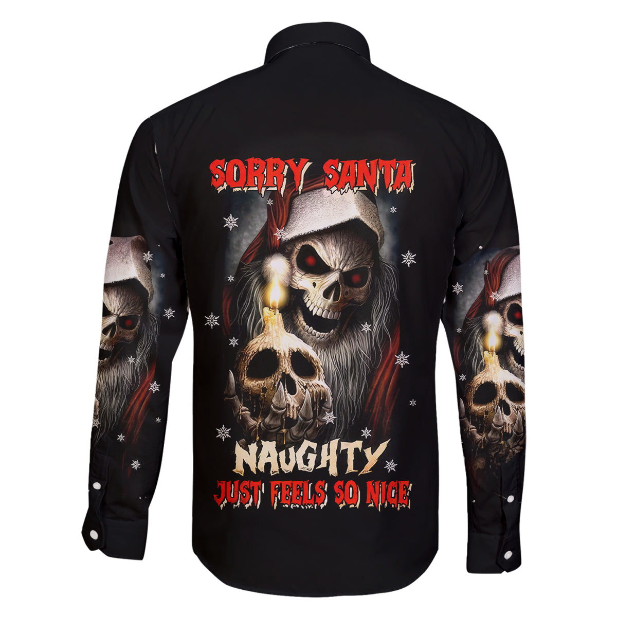 Skeleton Santa Claus Family Matching Long Sleeve Bodycon Dress and Hawaiian Shirt Sorry Santa Naughty Just Feels So Nice - Wonder Print Shop