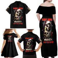 Skeleton Santa Claus Family Matching Off Shoulder Maxi Dress and Hawaiian Shirt Sorry Santa Naughty Just Feels So Nice - Wonder Print Shop