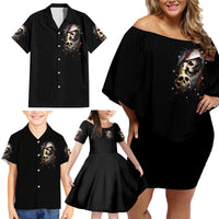Skeleton Santa Claus Family Matching Off Shoulder Short Dress and Hawaiian Shirt Sorry Santa Naughty Just Feels So Nice - Wonder Print Shop